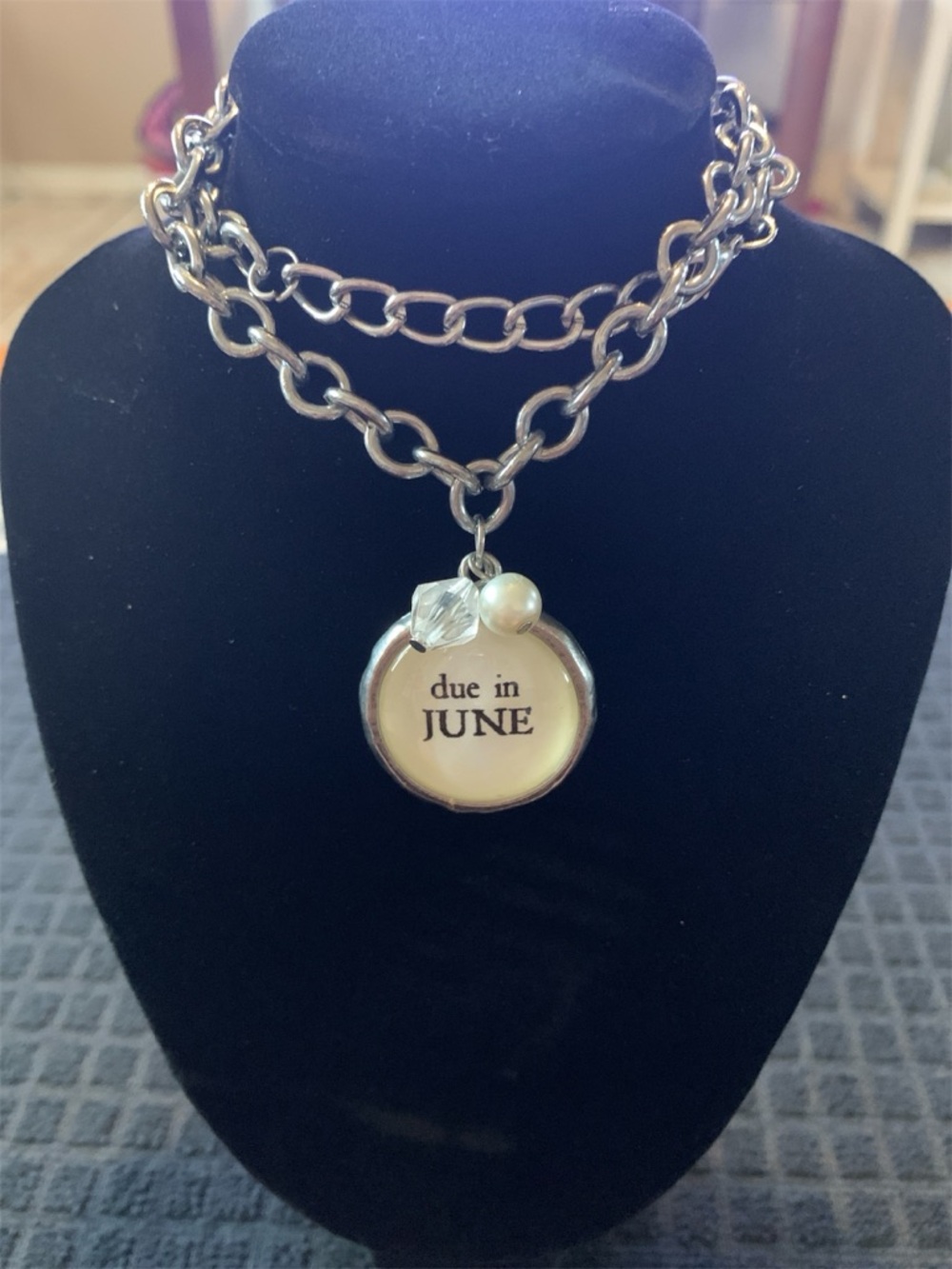 "Due in June" Silver Charm Necklace - Picture 3 of 3
